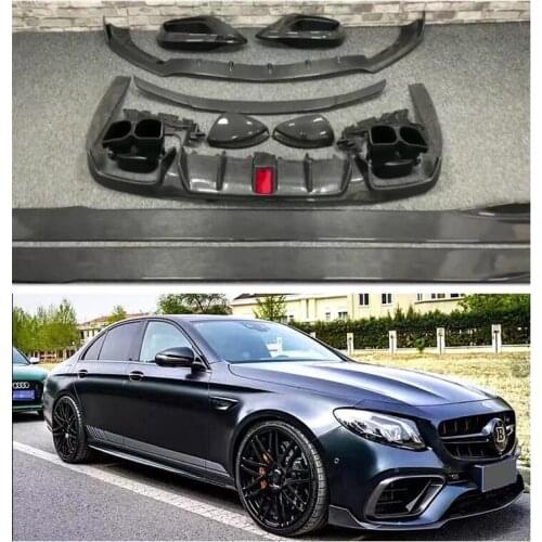 CARBON FIBER Front Bumper Lip Spoiler Rear Trunk Diffuser Side Body Skirt FOR Mercedes Benz W213 E200 E260 E300 E63S AMG