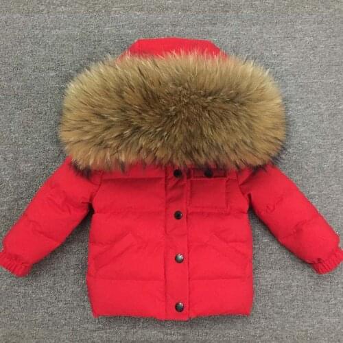 Children Winter Down Jackets Real Fur Collar Toddler Clothing Kids Outerwear Coat For Baby Boys Girls 1-10 Years Snow Wear