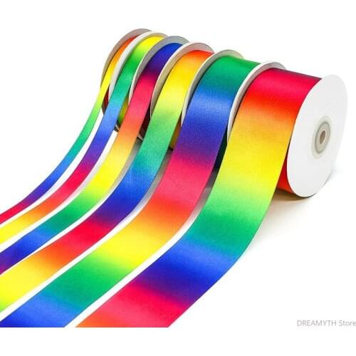 Rainbow Ribbon High Density Gradient Polyester Colorful Ribbon DIY Material Ribbon Baking Packaging 10 Rolls