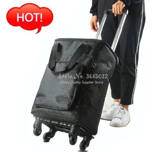 Aluminum Alloy Folding Cart Folding Trolley with Universal Wheel Bag Portable Shopping Cart Cart Trolley Shopping Bag ForTravel