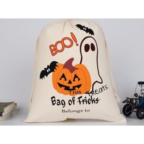 9style Halloween Large Canvas bags Holloween cotton Drawstring Bag With Pumpkin, devil, spider, Hallowmas Gifts Sack Bags SN