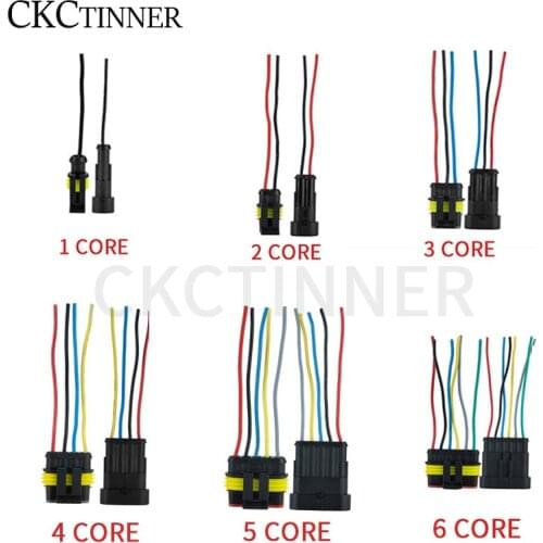 1 set / lot 1/2/3/4/5/6 Pin waterproof car electrical connector with cable Cable electric auto truck wire harness