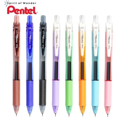 Japan Pentel BLN-105 Color Gel Pen Needle Pressing Quick Drying Smoothing Gel Pen Student Business Writing Black Core 0.5 6pcs