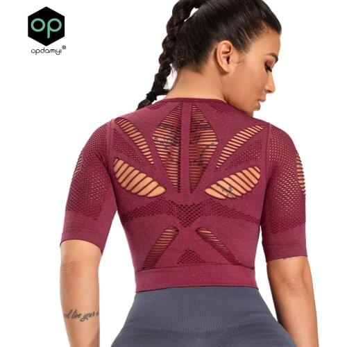 Yoga Short Sleeve Gym Top Sports Shirt Women Yoga Top Fitness Cropped Top Sport Running Active Wear Breathable Workout T-Shirts