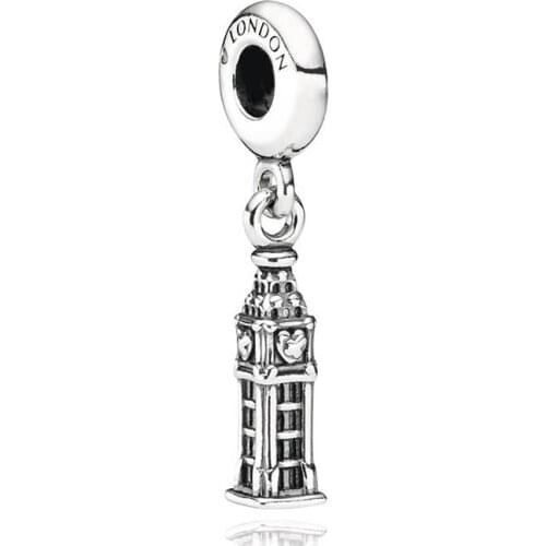 Authentic 925 Sterling Silver Bead Big Ben Pendant Charm Fit Fashion Women Pandora Bracelet Bangle Gift DIY Jewelry