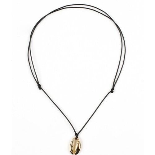 Fashion Personality Pendant Necklace Women Simple Handmade Gold Metal Shell Rope Chain Necklace Jewelry