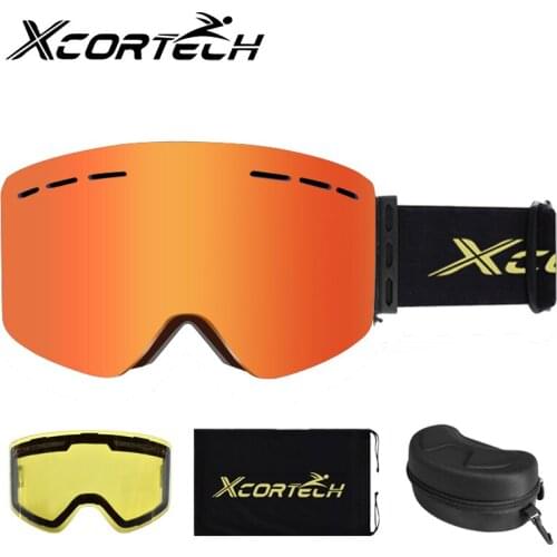 Winter Skiing Cylindrical Magnetic Ski Goggles Snowboard Snow Eyewear Anti-Fog Ski Mask Glasses Full REVO Coating UV Protection