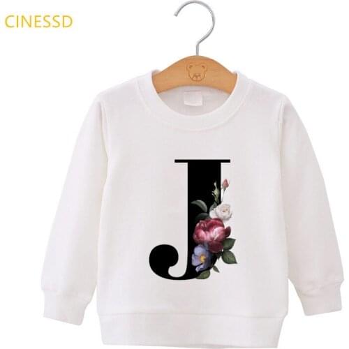 Winter kids clothes lovely flower Alphabet design childrens sweatshirt girls hoodie warm autumn white jumper streetwear tops