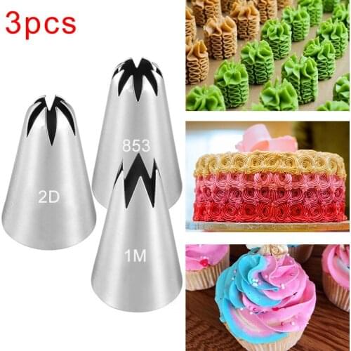 1/3PCS Russian Drop Rose Icing Piping Nozzles Stainless Steel Flower Mouth Cream Pastry Tips Nozzles Bag Cake Decorating tools