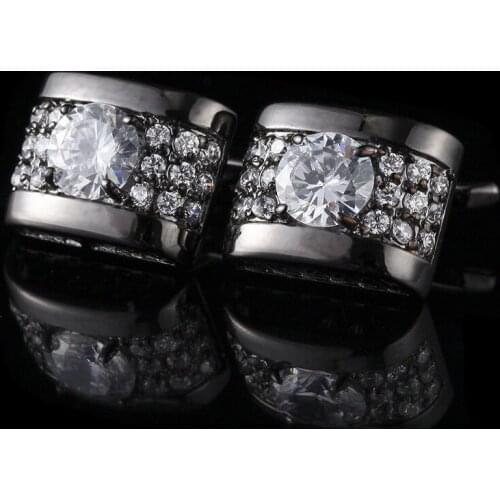 1Pair Rhinestone Mens Cufflinks Shirt Cuff Links Wedding Party Gift