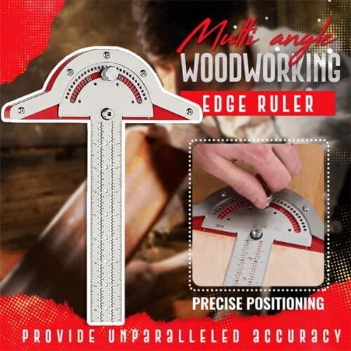 1PCS Woodworkers Edge Rule Protractor Round Head Rotary 1MM Measurement Accuracy Angle Rule Tools For Woodworing