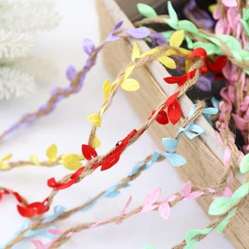 10m Green Leaf Hemp Rope Colorful Eco-Friendly DIY Decoration Party Wedding Home Gift Packing String Linen Fabric Woven Cords