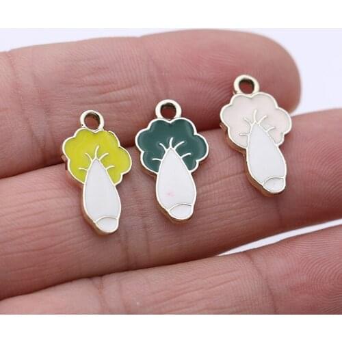 20PCS Enamel Cabbage Charm Pendant for Jewelry Making Necklace Bracelet Earrings Accessories DIY Craft 21x11mm