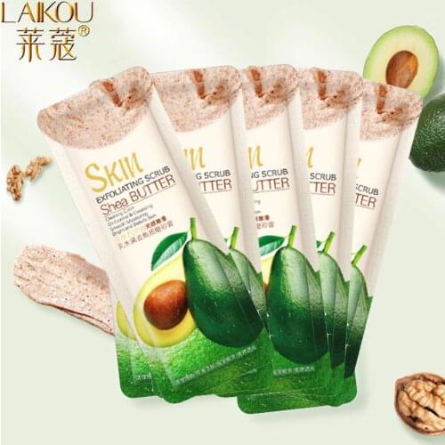 LAIKOU 5pcs Shea Butter Exfoliating Peeling Gel Facial Scrub Moisturizing Whitening Nourishing Repair Scrub Face Cream Skin Care