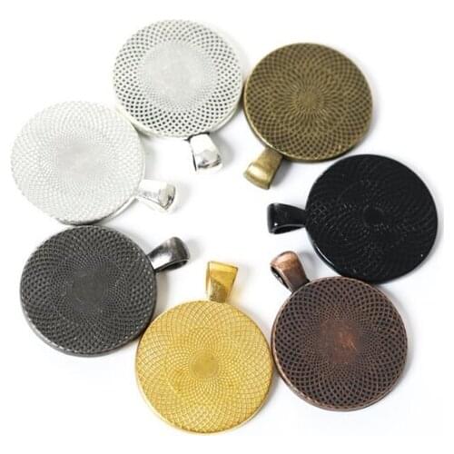 50pcs Heavy Multicolor Filigree Round Blank Base Setting Tray Bezel Pendant Charm/Finding,Fit 25mm Cabochon/Cameo,DIY Accessory