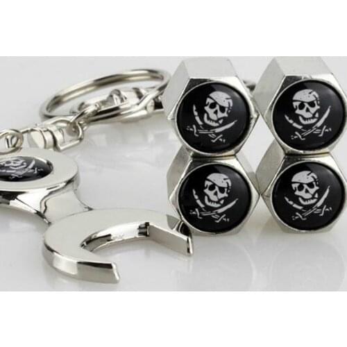 4pcs Fashion Kull Logo Car Tire Accessories Wheels Valve Caps 1pc Wrench for Chevrolet Captiva Niva Aveolacetti Sonic Spark Cruz