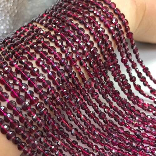 Natural Semi-precious Round Cake Loose Beads Garnet Beadwork Jewelry Making Production DIY Necklace Bracelet Accessories 4x3mm