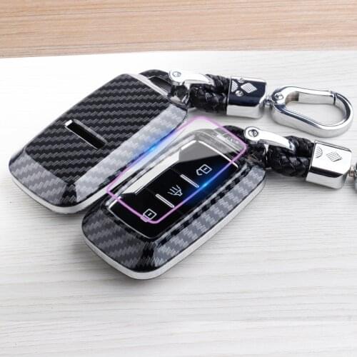 Chery Carbon fiber ABS Key case For Jetour X70 X90 X95 3 Buttons Smart Remote Fob Cover Keychain Protector Bag