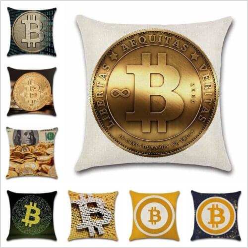 Bitcoin Art Print beige Cushion Cover Decoration Home Throw Sofa Chair seat Car Friend Office seat gift Throw pillowcase