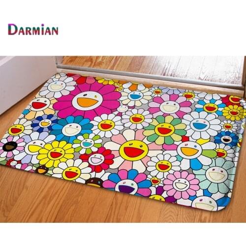 DARMIAN Cartoon Sunflower Print Front Door Floor Carpet Fashion Balcony Living Room Doormat Customize Bedroom Area Rugs Alfombra