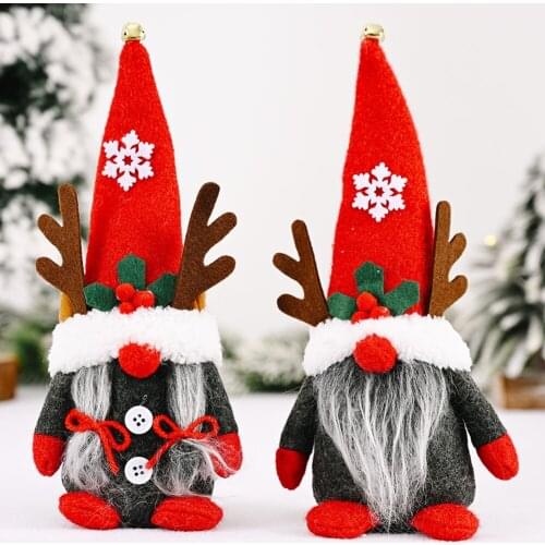 Decoration Ornaments Christmas Halloween Gifts Faceless Doll Dwarf Embellish Antlers Dwarf Decoration Forest Old Man Red
