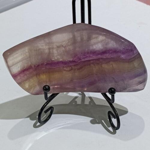 DHXYZB 150-450g natural Colored fluorite stone Massage tablet Rock Crystal Quartz mineral Free gift bracket Healing Reiki Decor