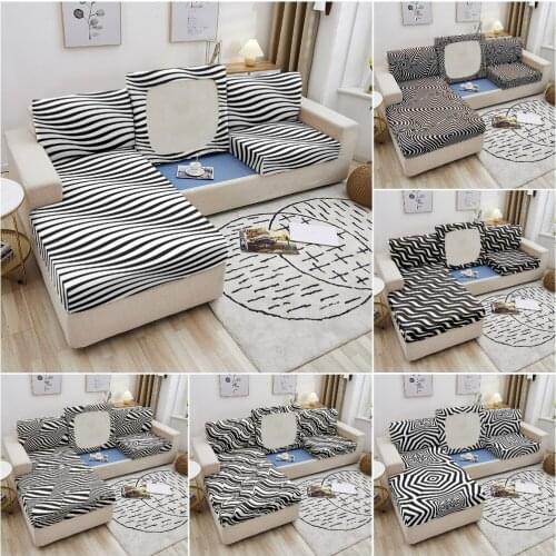 Geometric Wavy Stripes Elastic Sofa Seat Covers For Living Room Sectional Sofa Slipcover Couch Cover Sofa Protector 1/2/3/4 Seat
