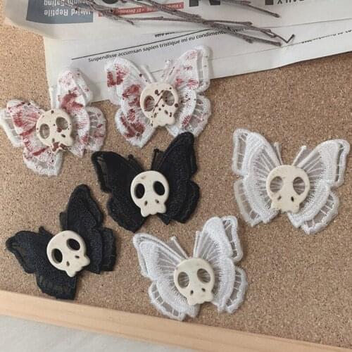 Gothic Duckbill Hair Clip Butterfly Skull Hair Barrette Halloween Trendy Ponytail Decor Non-Slip Cosplay Hair Side Clips