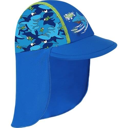 BAOHULU New Shark Pattern Sun Hats Childrens Beach Caps Kids Flodable Caps with Wide Birm Anti-uv Hats Outdoor Boys Sun hats