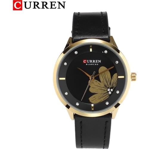 Classic Designer Curren Women Fashion Girl Quartz Watch Lady Leather Strap Casual Waterproof Female Wristwatch Shinning Crystal