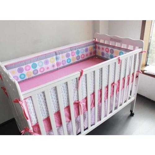 7PCS Baby Crib Cot Bedding Set Baby Quilt Bumper Sheet Dust Ruffle for Boy And Girl,include(4bumpers+duvet+bed cover+bed skirt)