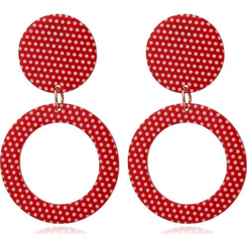 Korean Women Earring Geometric Round Circle Acrylic Leaves Earring For Woman Girl Simple Trendy Jewelry