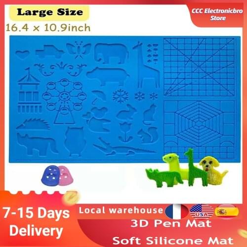 3D Printing Pen Mat with Basic Template Multi Purpose Soft Silicone Mat 3D Drawing Templates Copy Board with Finger Cap
