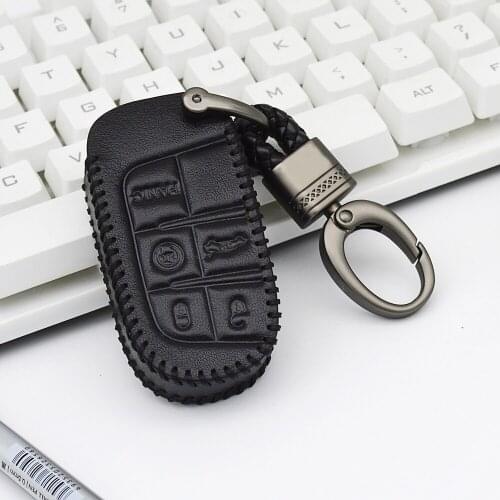 Leather Car Key Case Full cover For Fiat for Jeep For Dodge Ram 1500 Journey Charger Dart Challenger Durango Car Accessories