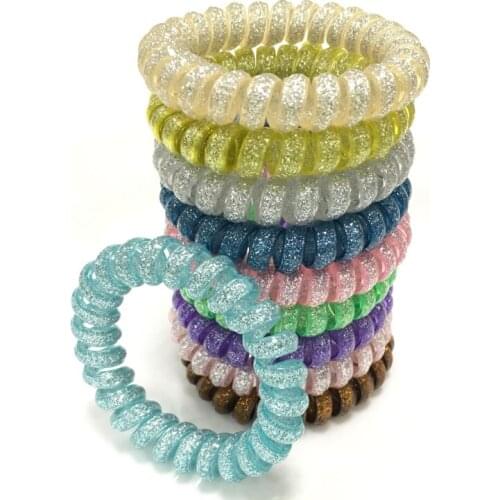 Glitter Metal Punk Hair Coil Ties Rubber Elastic Hair Bands Rope Ponytail Holders Girls Womens Hair Accessoires
