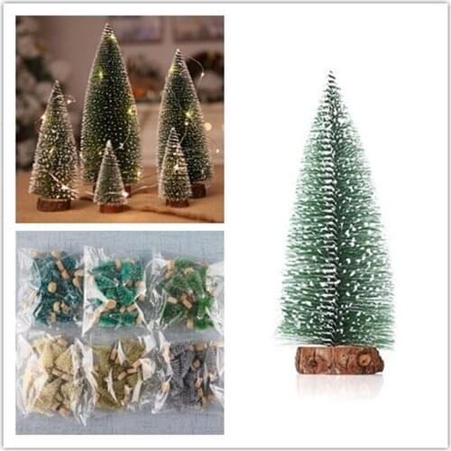 12Pcs/Bag Mini Christmas Tree Sisal Silk Cedar Desktop Decoration Christmas Shooting Props Scene Decoration Table Decor For Home
