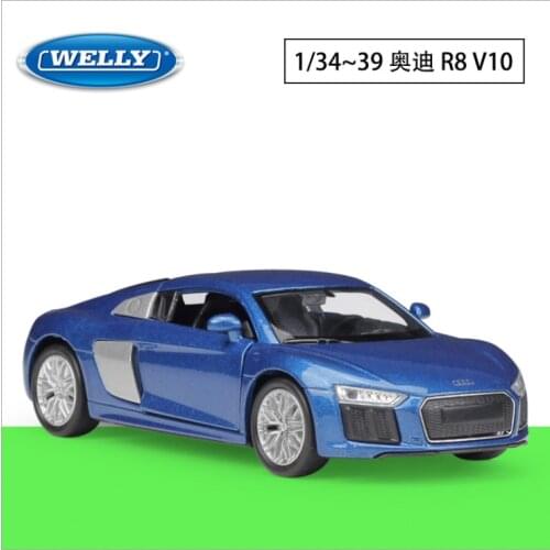 Welly1: 36 Audi 2016 R8 V10 sports car simulation alloy car model childrens birthday new year Christmas gift