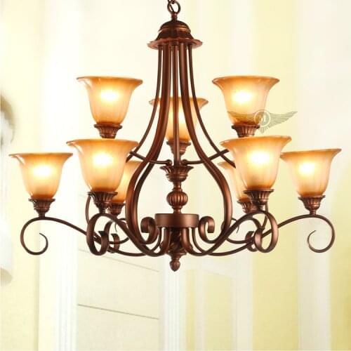 Fashion double-deck vintage american country style chandelier lighting 8039-6H+3H