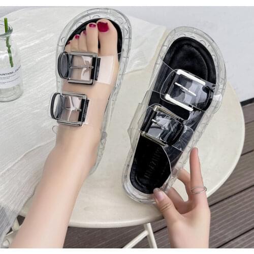 2021 New Summer Womens Sandals Stitching Surface Buckle Thick Bottom Sports Harajuku Style Beach Flat Casual Shoes Manufacturer