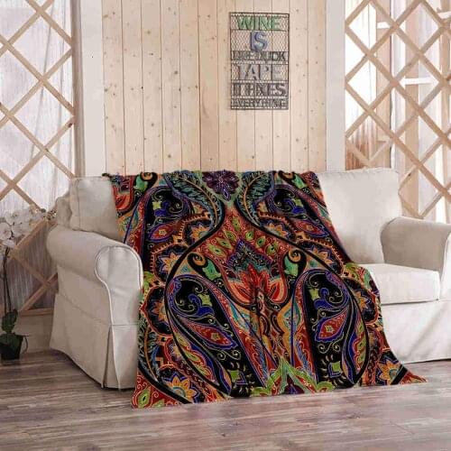 Kuidf Boho Throw Blanket India Paisley for Bohemian Flannel Bedding Blankets Luxury Oversized for Couch Bed or Sofa 120x150cm