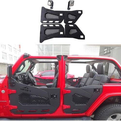 One Set Black Steel Half Tube Doors With Side Mirror Fit For 2/4 Door Wrangler JL 2018 2019 2020