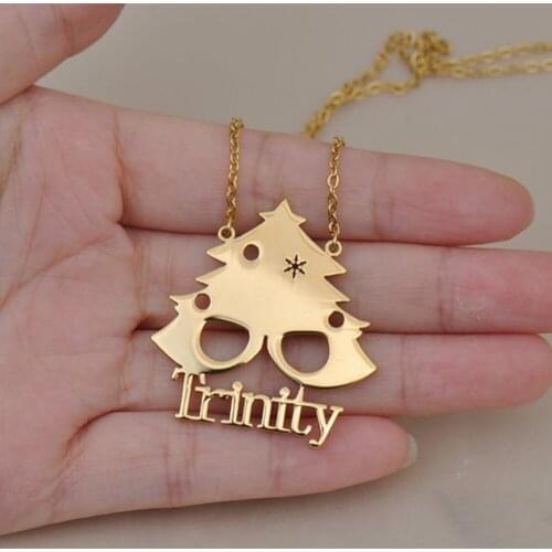 Custom Christmas Gift Personalized Name Necklace Winter Snowflower Pendant Christmas Tree Necklaces Women Men Fashion Jewelry