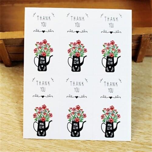 Festival supplies 6pc/set sealing sticker tag for candy cookie box bag chocolate paper Party favor DIY flower vase thank you Wh