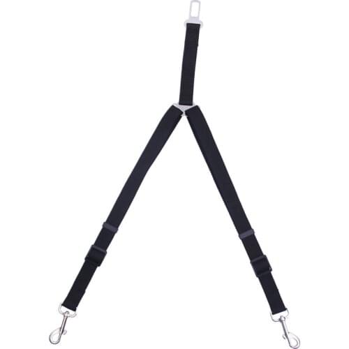 Double Head Dog Car Seat belt pet Vehicle safety belts adjustable Two Dog Car Leash Nylon puppy Pet Travel Seatbelt For 2 Dogs