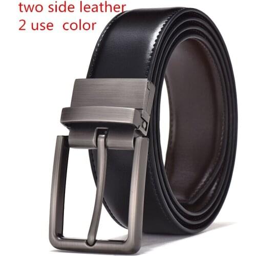 LGFHB15602 3.5CM WIDE TWO SIDE USE classic Mens Reversible GENUINE leather belt