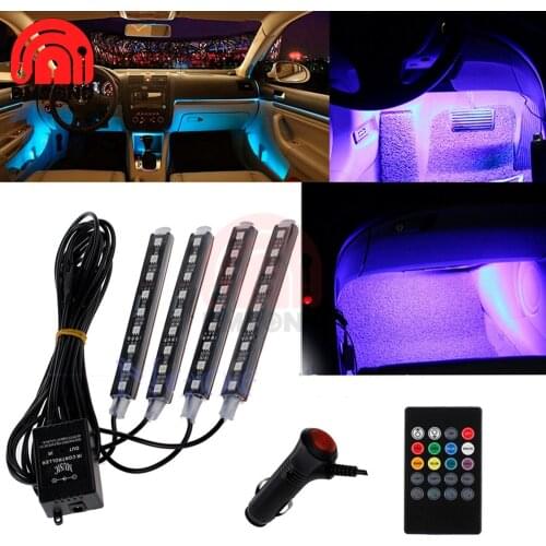 RGB Colorful Foot Lamp Wireless Remote Control Atmosphere Light Decorative Atmosphere Car Interior Floor Atmosphere Light Strip