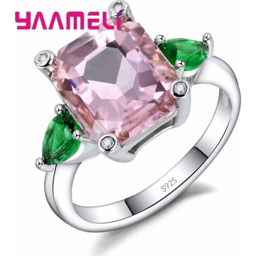 Romantic Young Girls Bridal Jewelry Paved Sparkly Green/Pink CZ Zircon Beautiful Women Girls Wedding Birthday Gift