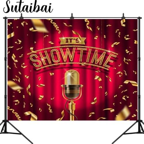 Stage Backdrops Microphone Show Time Music Party Child Portrait Photographic Backgrounds Photocall Photo Studio