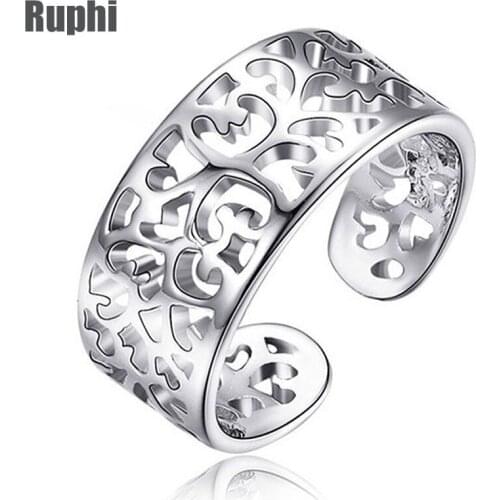 Silver color open finger ring fine quality custom Hollow out Carvings design handmade finger ornaments jewelry