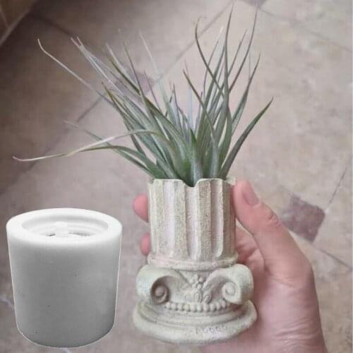 Ancient Greek Pillars Flower Pot Epoxy Resin Silicone Mold 3D Roman Column Succulent Plant Planter Pot Mold for Concrete